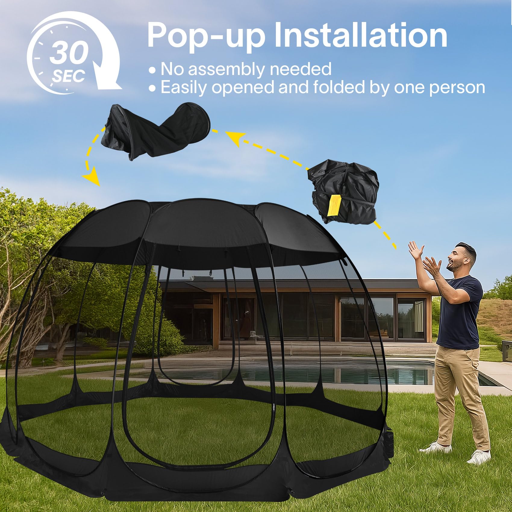 Alvantor Pop Up Screen House, Outdoor Mosquito Mesh Tent With Uv Resistant, Pop Up Canopy Easy Up, Foldable Screen Room For Camp