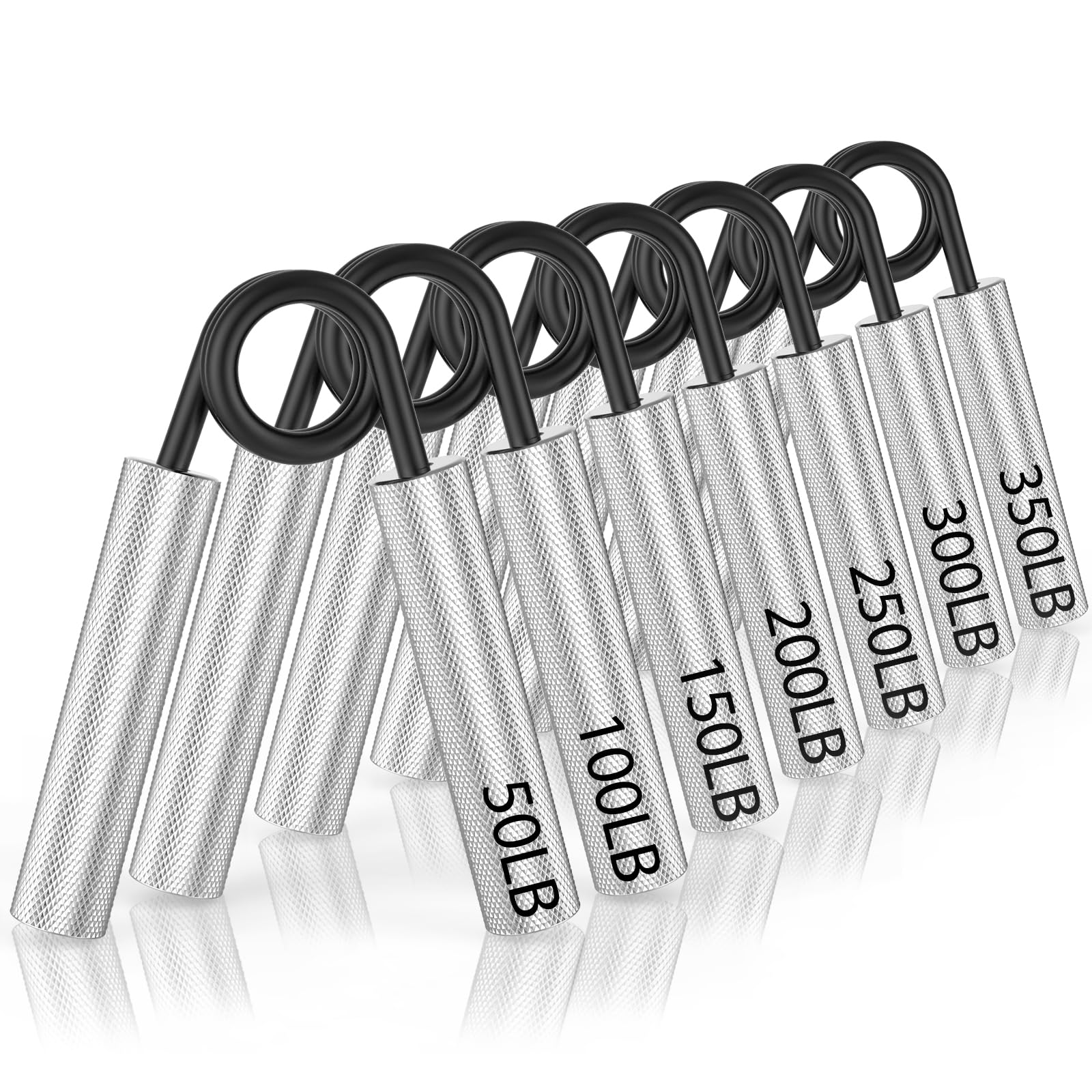 Zeagus Grip Strength Trainer 7 Pack,50Lb-350Lb Metal Hand Grip Strengthener,Non-Slip Heavy-Duty Forearm Exerciser,Hand Gripper F