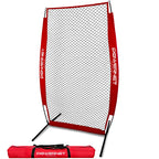 Powernet I-Screen With Frame And Carry Bag (Red)  Portable Baseball Pitcher Protection At Batting Practice  Instant Player And C