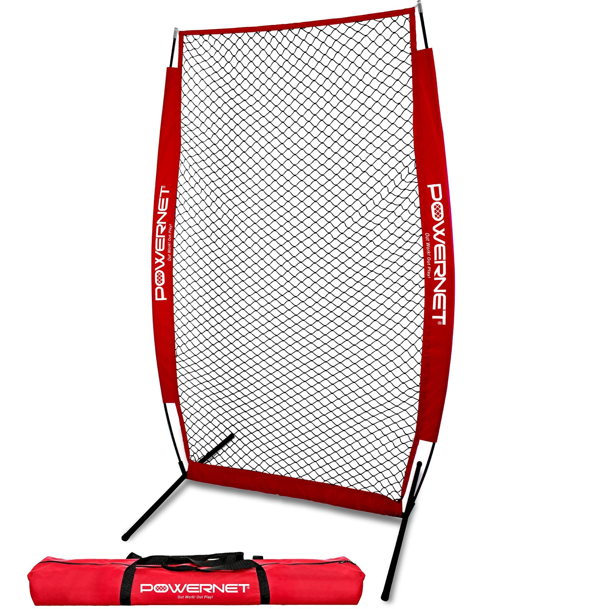 Powernet I-Screen With Frame And Carry Bag (Red)  Portable Baseball Pitcher Protection At Batting Practice  Instant Player And C