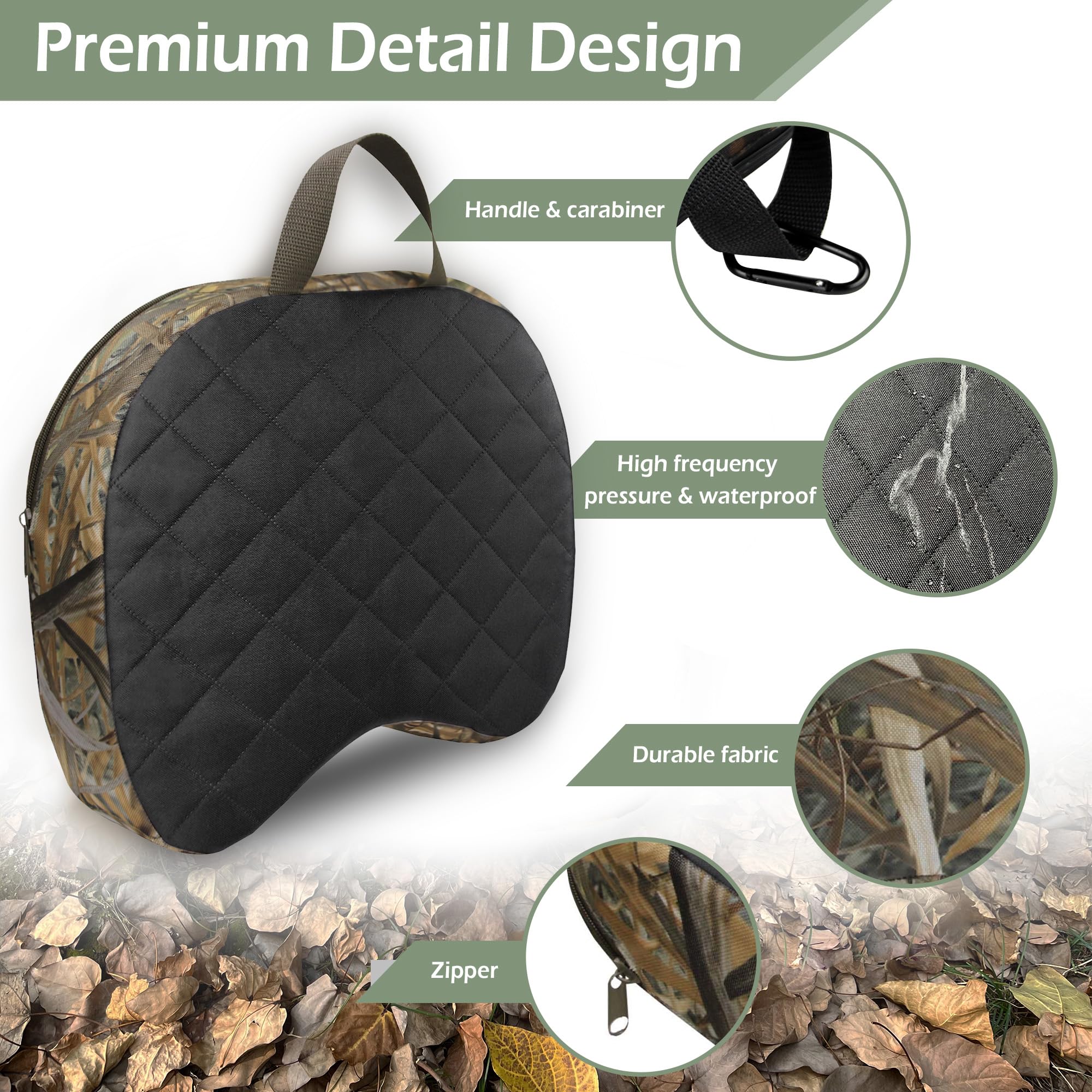Urmona Portable Hunting Seat Cushion, 11.4 X 15.7 X 2.8In Thicken Lightweight Outdoor Cushion, Waterproof Sponge Dirty Proof Pad