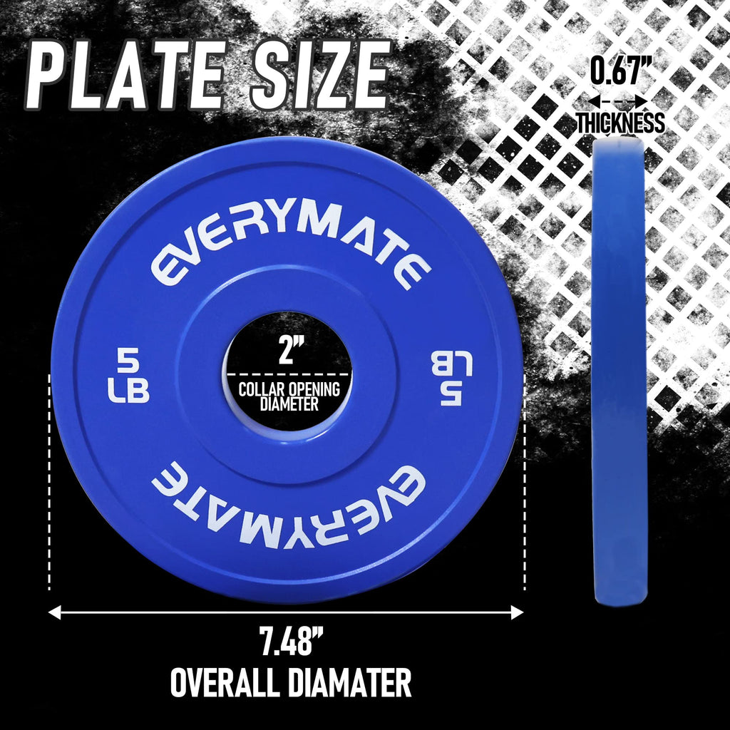 Everymate Change Weight Plates 5Lb Fractional Plate Olympic Bumper Plates For Cross Training And Olympic Weightlifting, 5Lb Weig