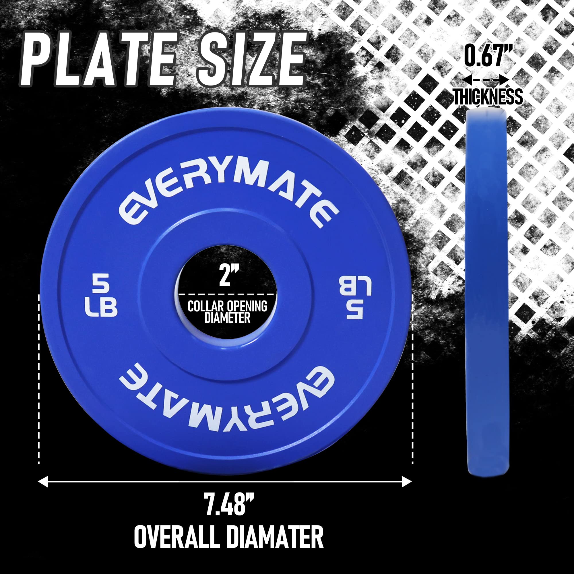 Everymate Change Weight Plates 5Lb Fractional Plate Olympic Bumper Plates For Cross Training And Olympic Weightlifting, 5Lb Weig