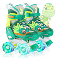 WESKIFAN Dino Kids Toddler Roller Skates for Boys Girls, Dinosaur Quad Skating Shoes with Shiny Light up Wheels&Adjustable Sizes
