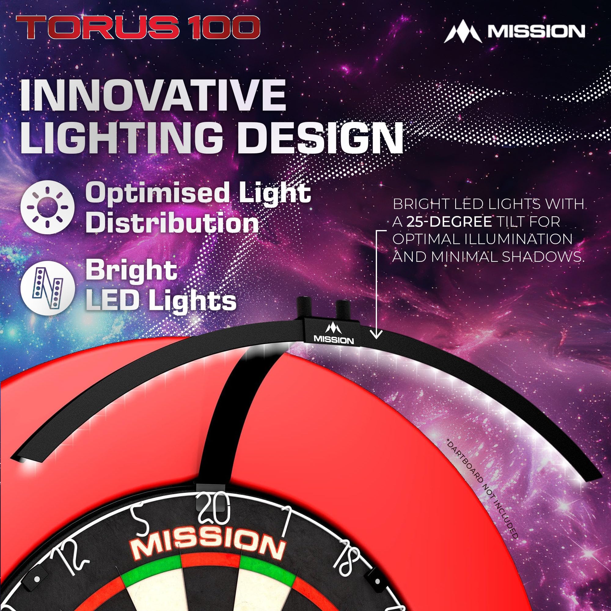 Mission Torus 100 Foldable Led Dartboard Lighting