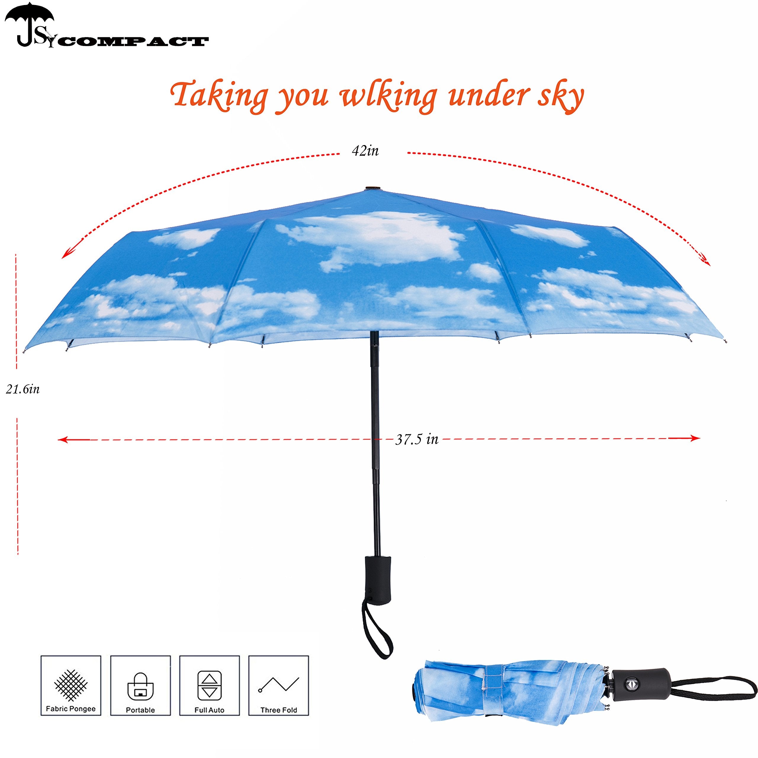 Sy Compact Travel Umbrella Windproof Automatic Lightweight Unbreakable Umbrellas-Factory Outlet Umbrella (Blue)