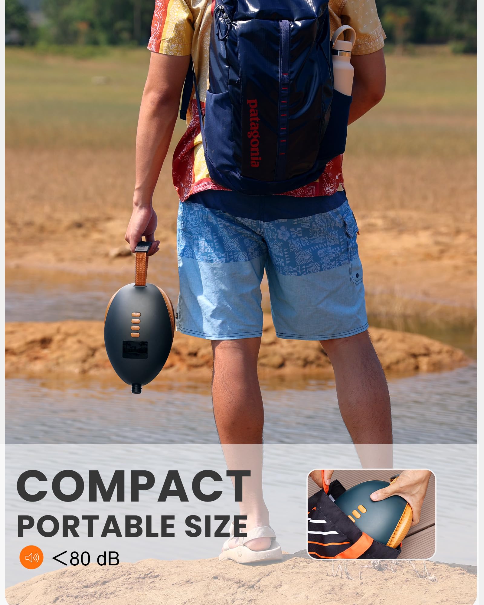 Outdoormaster 20Psi High Pressure Paddle Board Pump Electric Dolphin Ii -Quick Portable Sup Air Pump,Auto-Off &12V Dc Car Connec