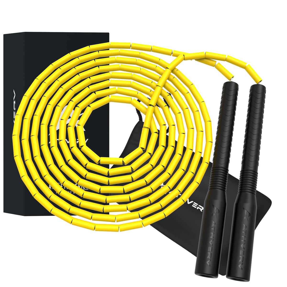 Athverv Freestyle Beaded Long Handle Jump Rope, 1 Inch Beaded Skipping Rope for Tricks