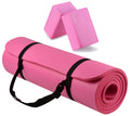 Fitvids All Purpose 1/2-Inch Extra Thick High Density Anti-Tear Exercise Yoga Mat With Carrying Strap And Yoga Blocks, Pink