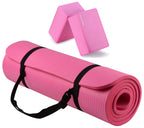 Fitvids All Purpose 1/2-Inch Extra Thick High Density Anti-Tear Exercise Yoga Mat With Carrying Strap And Yoga Blocks, Pink