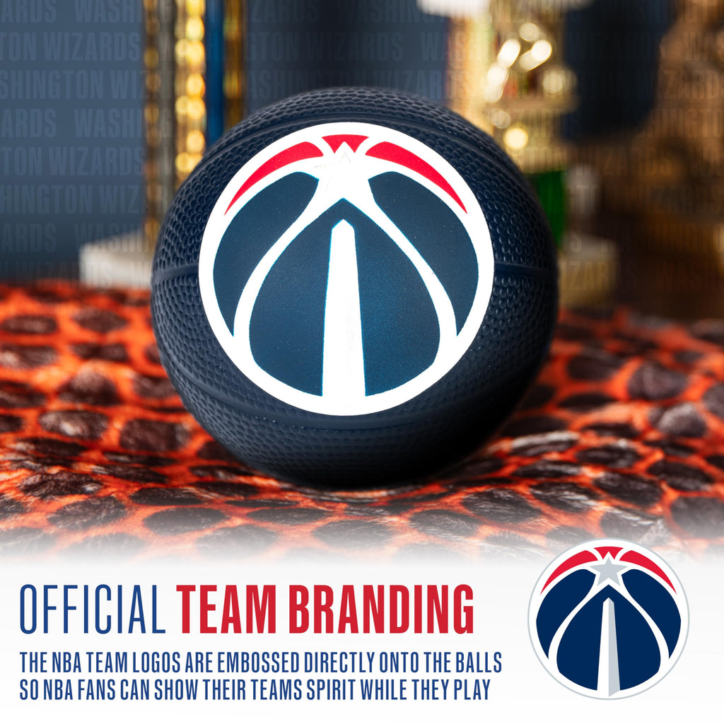 Franklin Sports Nba Washington Wizards Mini Foam Basketball - Kids 5.5'' Inch Toy Basketball For Over The Door + Mini Indoor Hoo