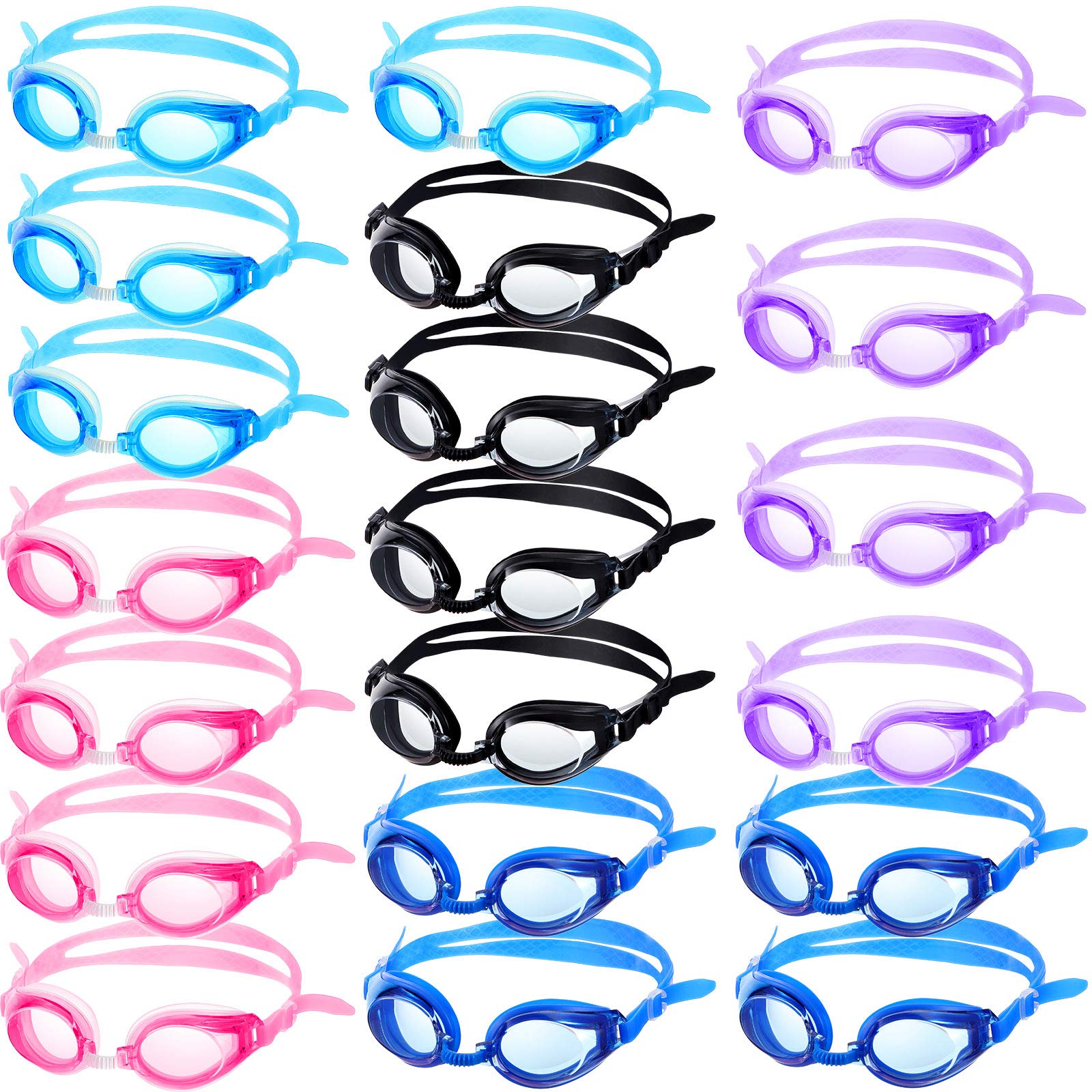 Gejoy 20 Pairs Kids Swimming Goggles No Leaking Swim Goggles Wide View Swim Glasses for Youth Children and Teens from 6 to 14 Ye