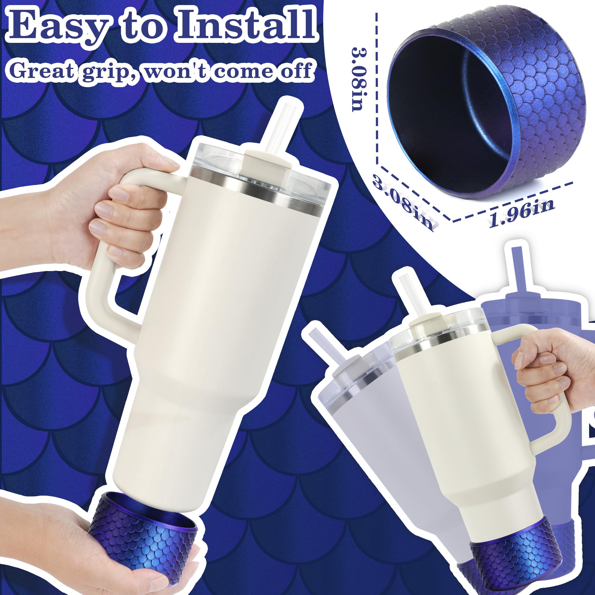 Vmini Mermaid Silicone Boot For Stanley Cup 40/30/20 Oz, Made For Hydrojug Traveler 32/40 Oz & Owala Tumbler 40 Oz, Bottom Prote