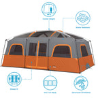 Core 12 Person Tent  Large Multi Room Camping Tent For Outdoor Family Camping  Portable Cabin Stand Up Tent With Storage Pockets