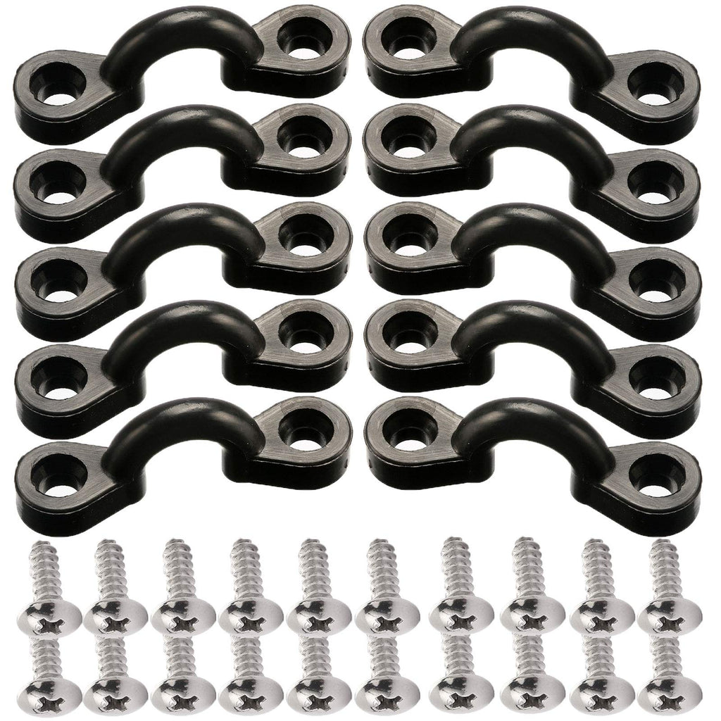 Borogo Kayak Pad Eye Kit, 10Pcs Nylon Bungee Deck Loops Tie Down Pad Eye With 20 Screws For Boat Kayak Deck Rigging Kit