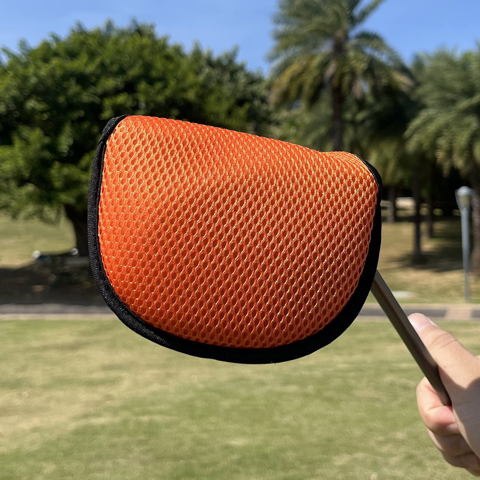Golf Putter Cover,Mallet Putter Headcover Mesh Golf Putter Head Cover Golf Head Covers With Magic Tape For Heel Shaft Rh Lh Fits