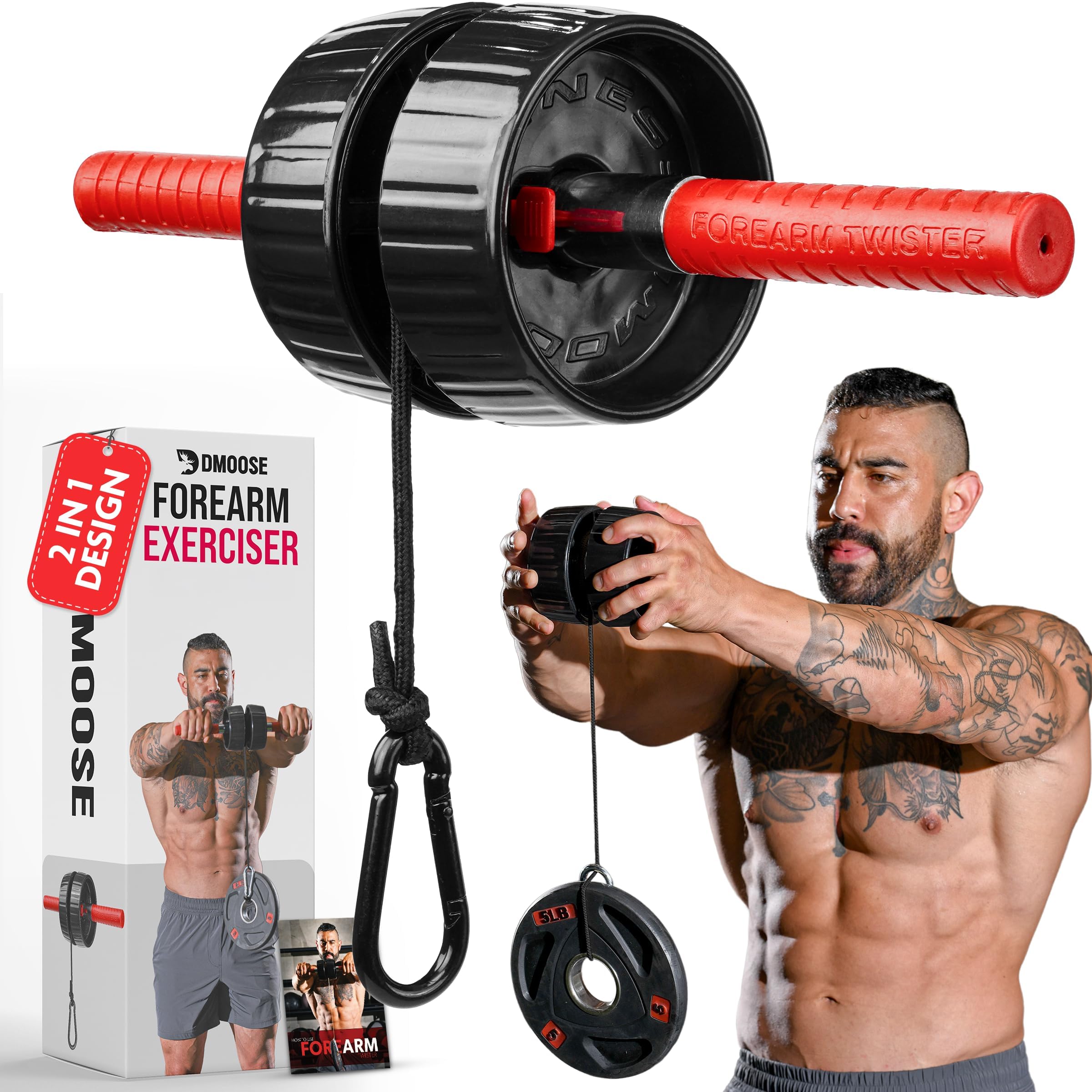 Dmoose Forearm Strength Trainer - Hand, Wrist, And Forearm Trainer - Durable Pvc Anti-Slip Grip Handles And Quick Locking Mechan
