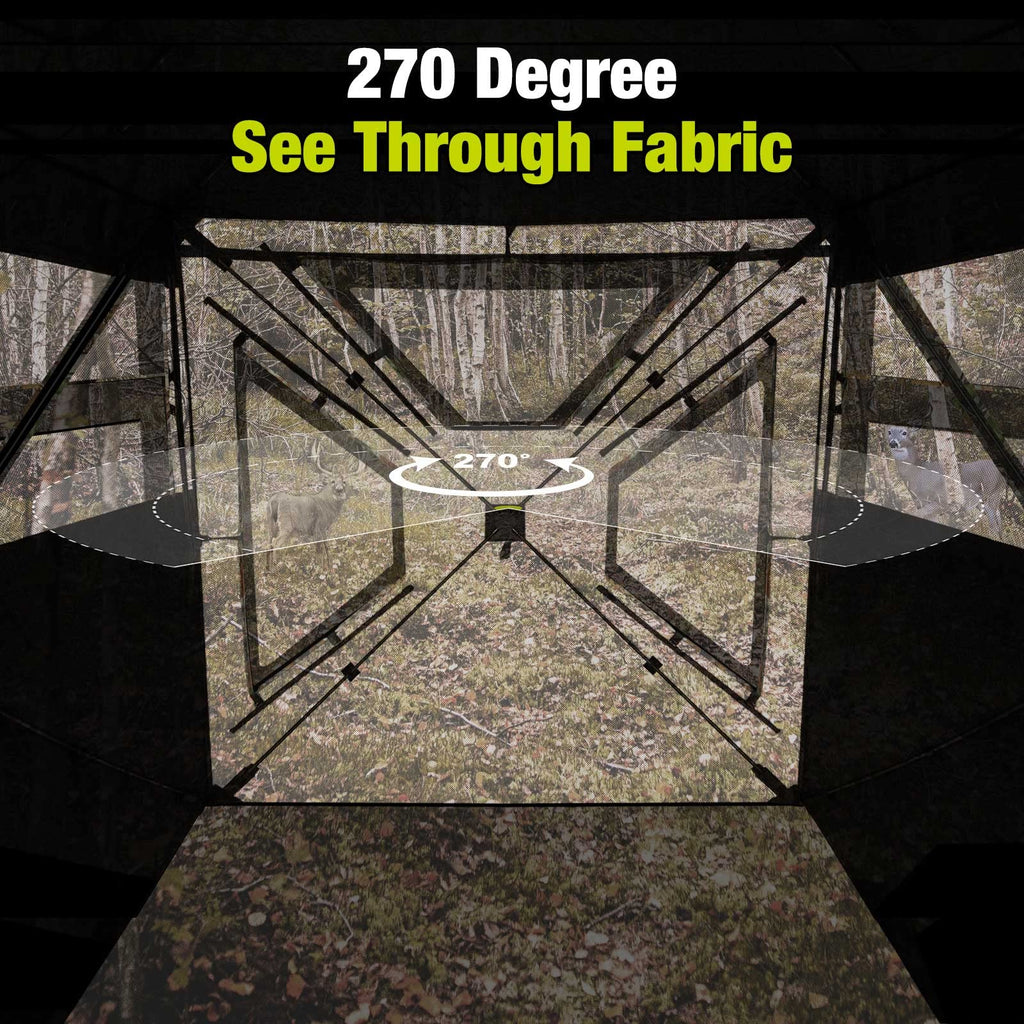 Tidewe Hunting Blind 270See Through With Silent Magnetic Door & Sliding Windows, 2-3 Person Pop Up Ground Blind With Carrying Ba