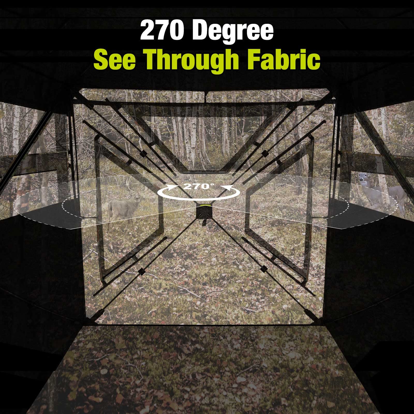 Tidewe Hunting Blind 270See Through With Silent Magnetic Door & Sliding Windows, 2-3 Person Pop Up Ground Blind With Carrying Ba