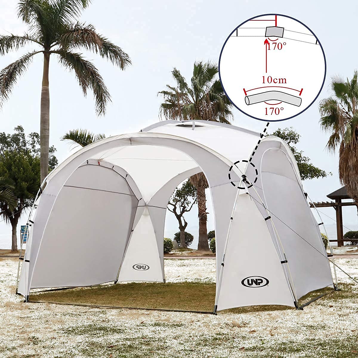 Unp Easy Beach Tent Pop Up Canopy Upf50+ Tent With Side Wall, Ground Pegs, And Stability Poles, Sun Shelter Rainproof, Waterproo