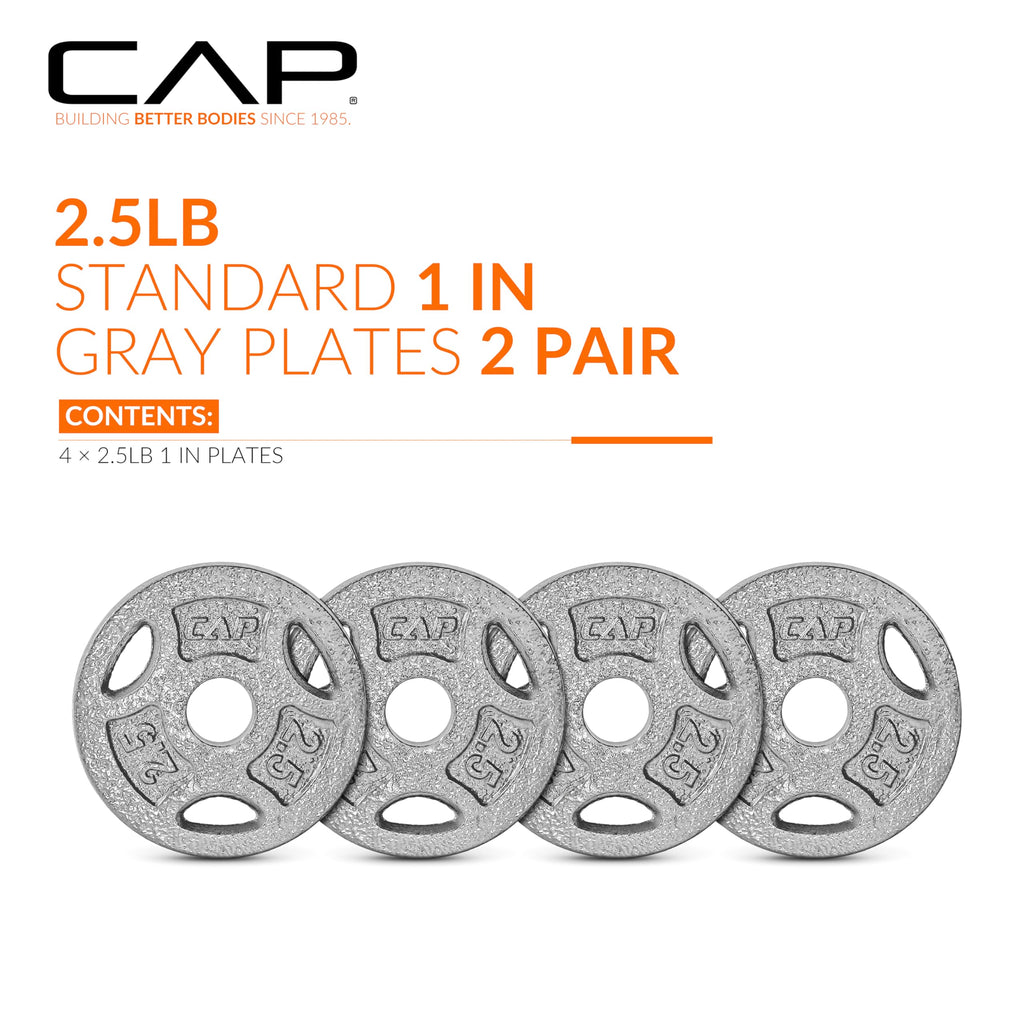 Cap Barbell Standard 1-Inch Grip Weight Plates 2.5 Lbs Gray, Pack (X4) (Rwpis-002.5)