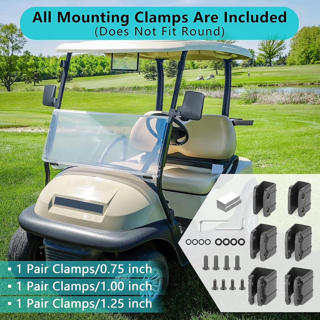 10L0L Golf Cart Mirror No Drilling Side Mirrors Universal For Club Car, Ezgo,Yamaha, Folding Side Rear View Mirrors Adjustable 1