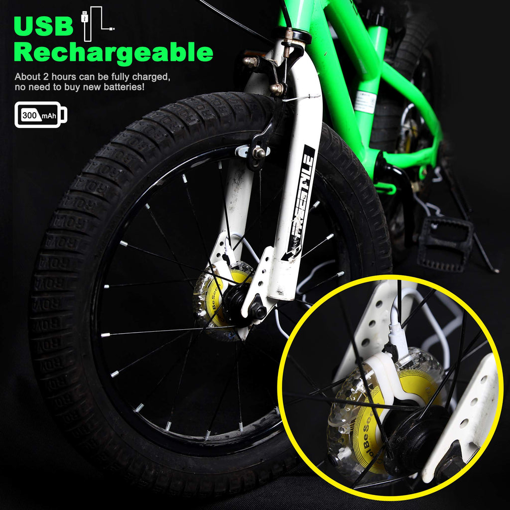 Daway Rechargeable Bike Wheel Lights - A16 Cool Led Kids Bicycle Spoke Lights, 2 Tire Pack, Safety Hub Accessories For Boys Girl