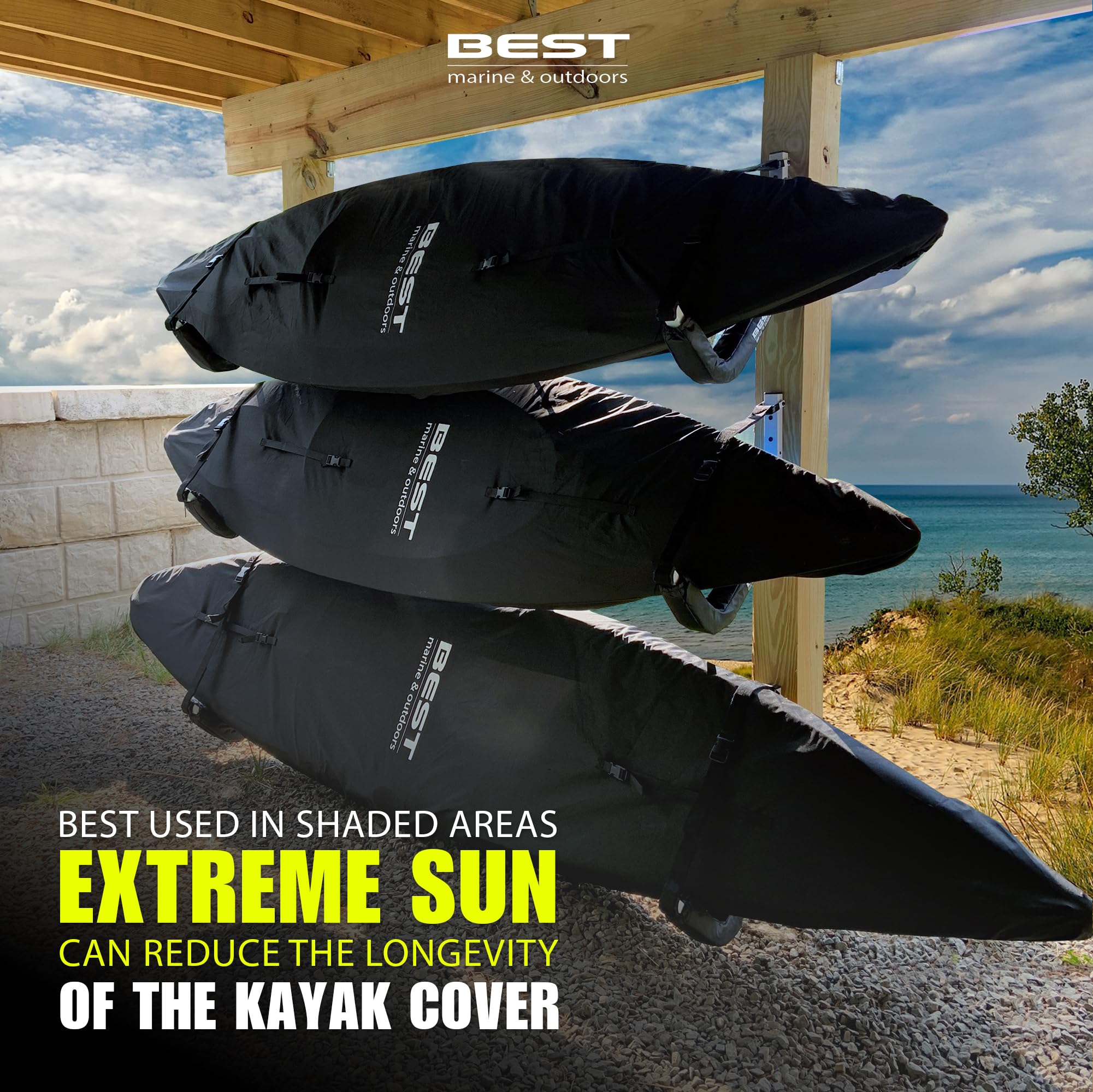 Best Marine And Outdoors Kayak Cover, Extra Thick 600D, Indoor Outdoor Storage, Sup Paddle Boards & Kayak Storage Accessories, F