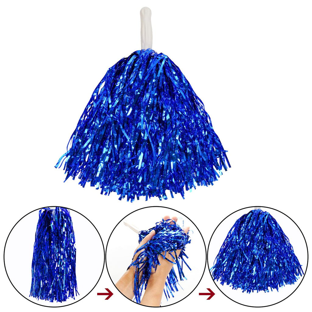Baotongle 12 Pcs Cheerleading Squad Spirited Fun Poms Pompoms Cheer Costume Accessory For Party Dance Sports (Multicolor)