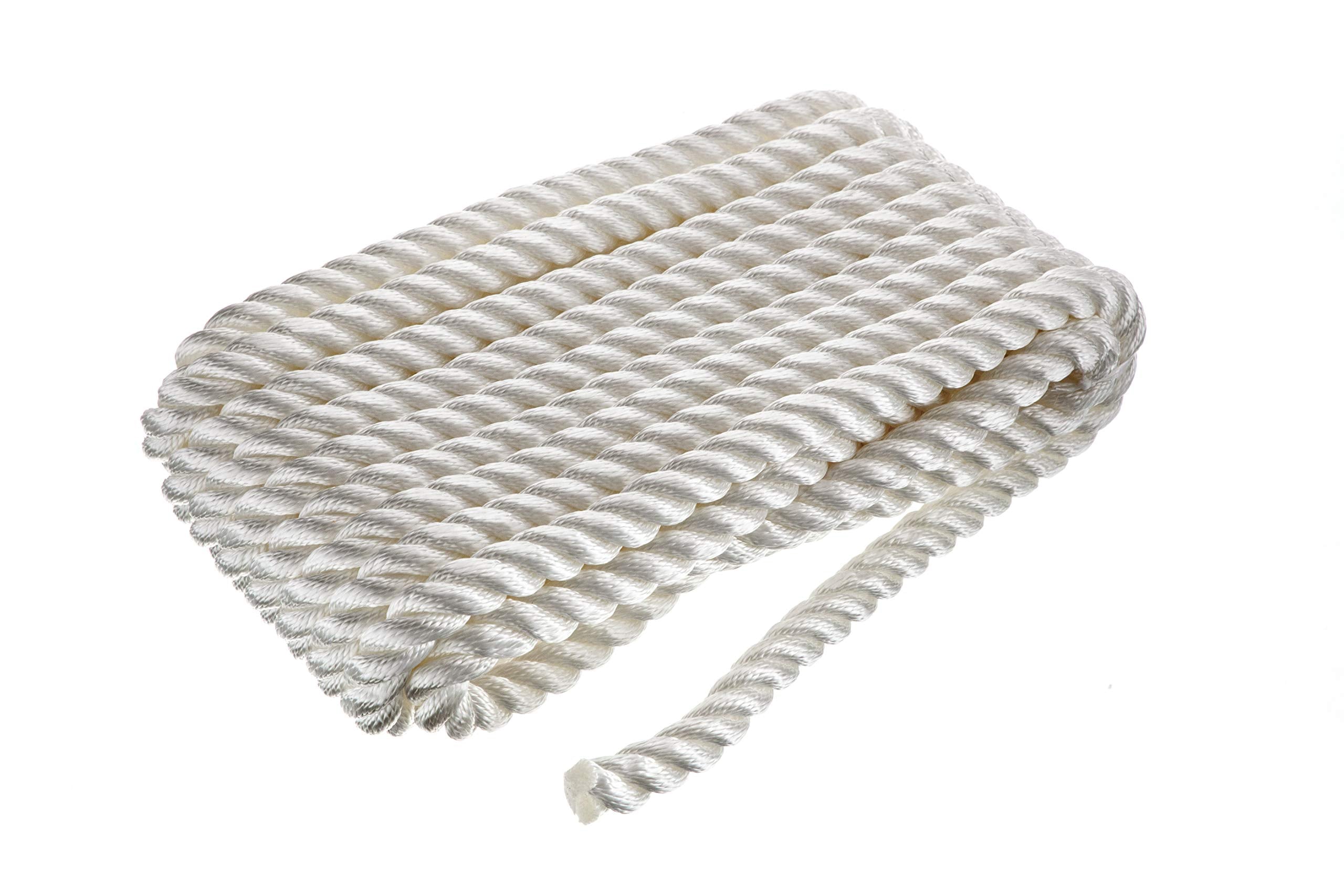 Seachoice 42641 Dock Rope for Boating - 3-Strand Twisted Nylon Line, -Inch x 35 Feet, White
