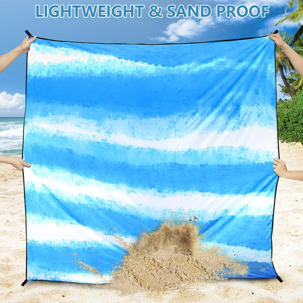 Aisparky Beach Blanket Waterproof Sandproof Extra Large Beach Mat 79 X 83/120X108 For 2-8 Adults Quick Drying Durable Outdoor Pi