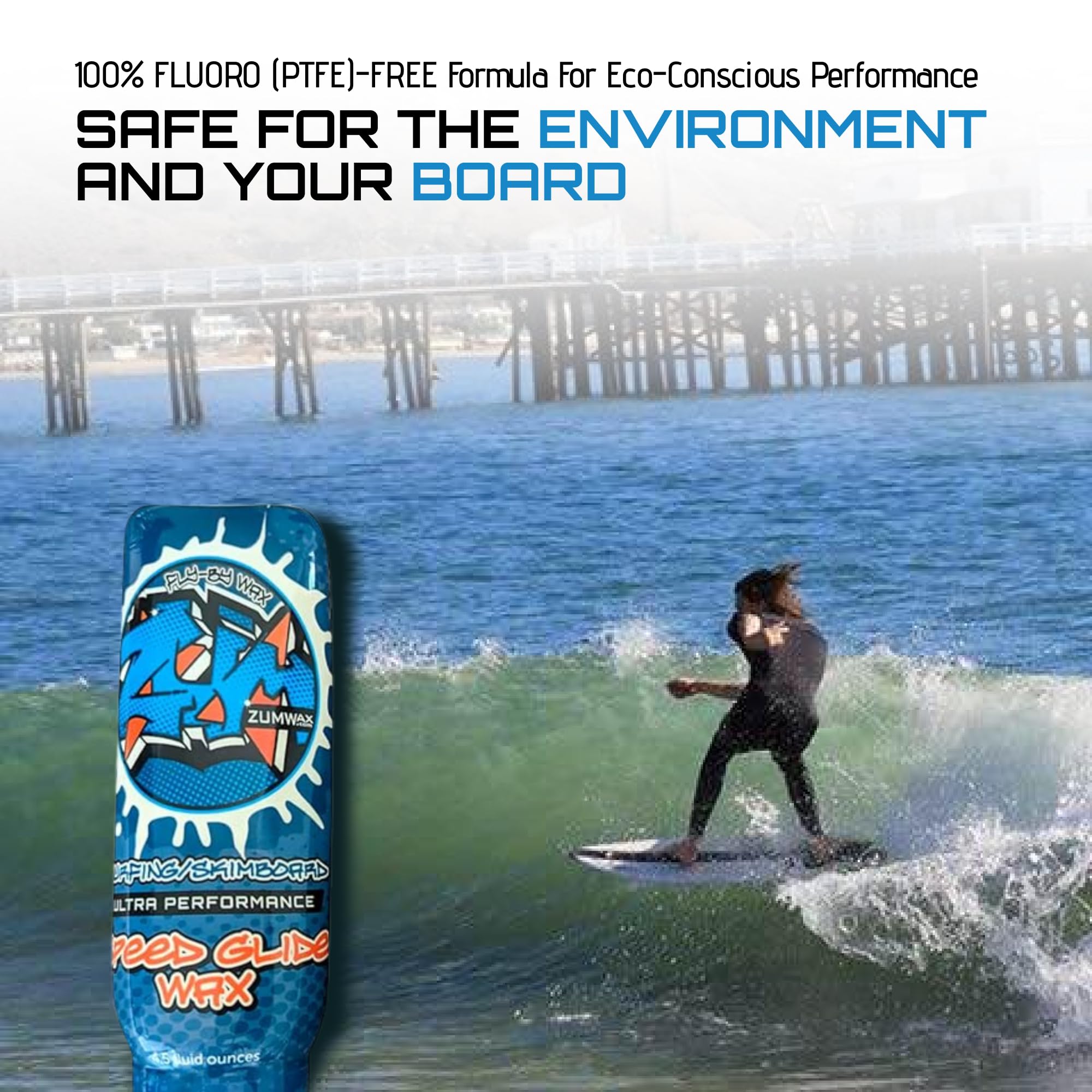 Zumwax Surfing And Skimboard Ultra Performance Speed Wax - Nano Technology High Fluoro Rub On Paste - All Temperature!!! The Fas