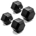 CAP Barbell 75 LB Rubber Coated Hex Dumbbell Hand Weight - Pair | Chrome Handle