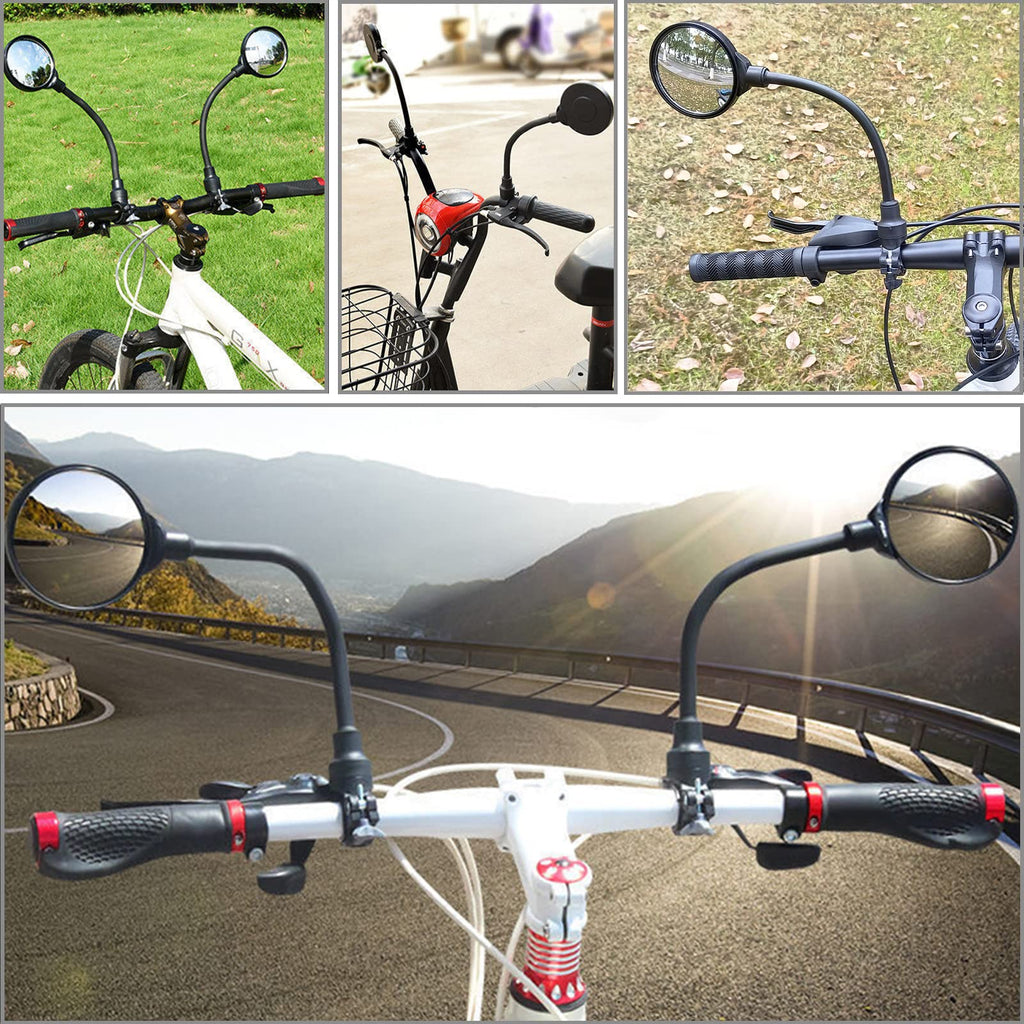 Ryango Bike Mirror 2 Pack, Adjustable Bike Mirrors Handlebar Rearview Mirror, Acrylic Convex Round Bike Rear View Mirrors For Ha