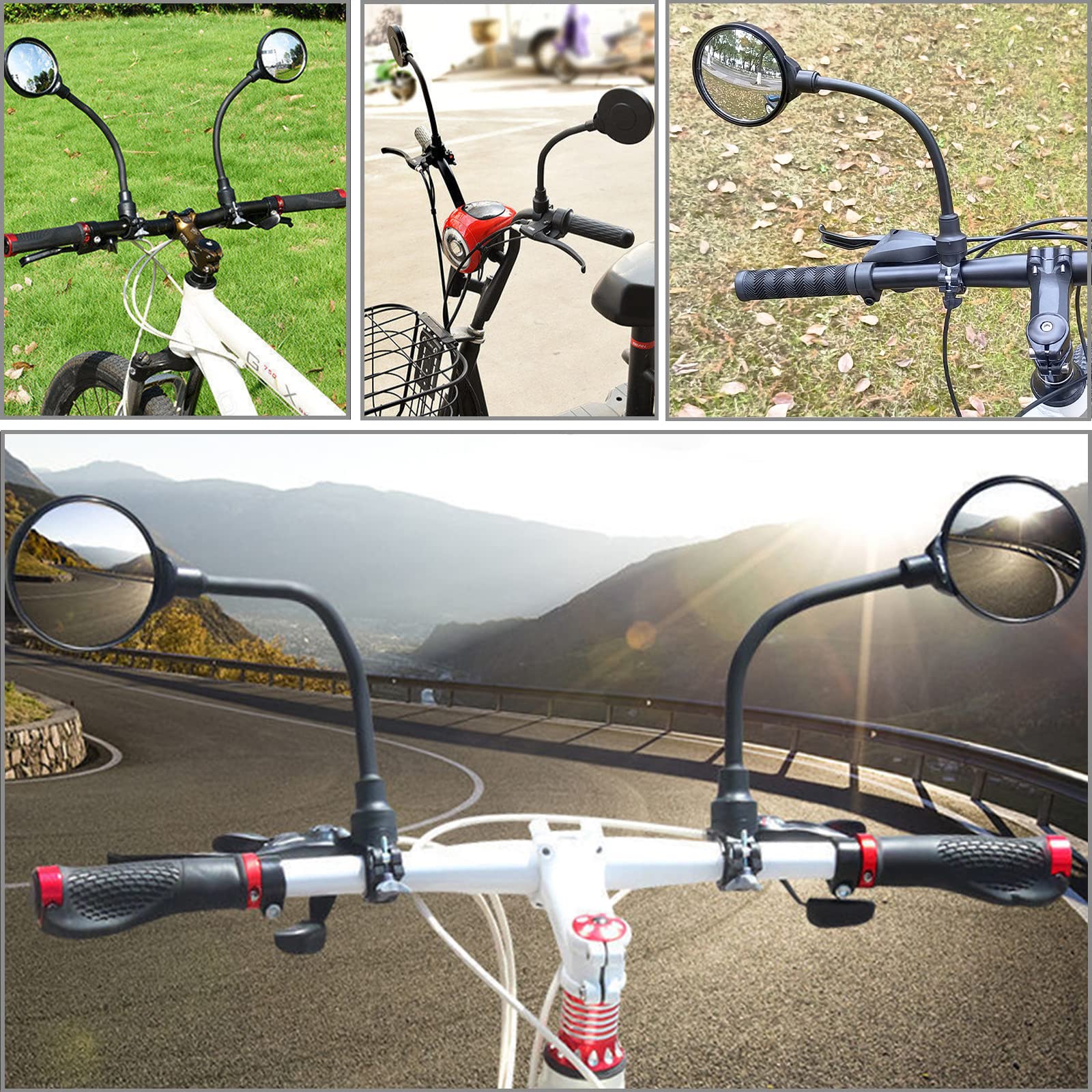 Ryango Bike Mirror, Adjustable Bike Mirrors Handlebar Rearview Mirror, Acrylic Convex Round Bike Rear View Mirrors For Handlebar