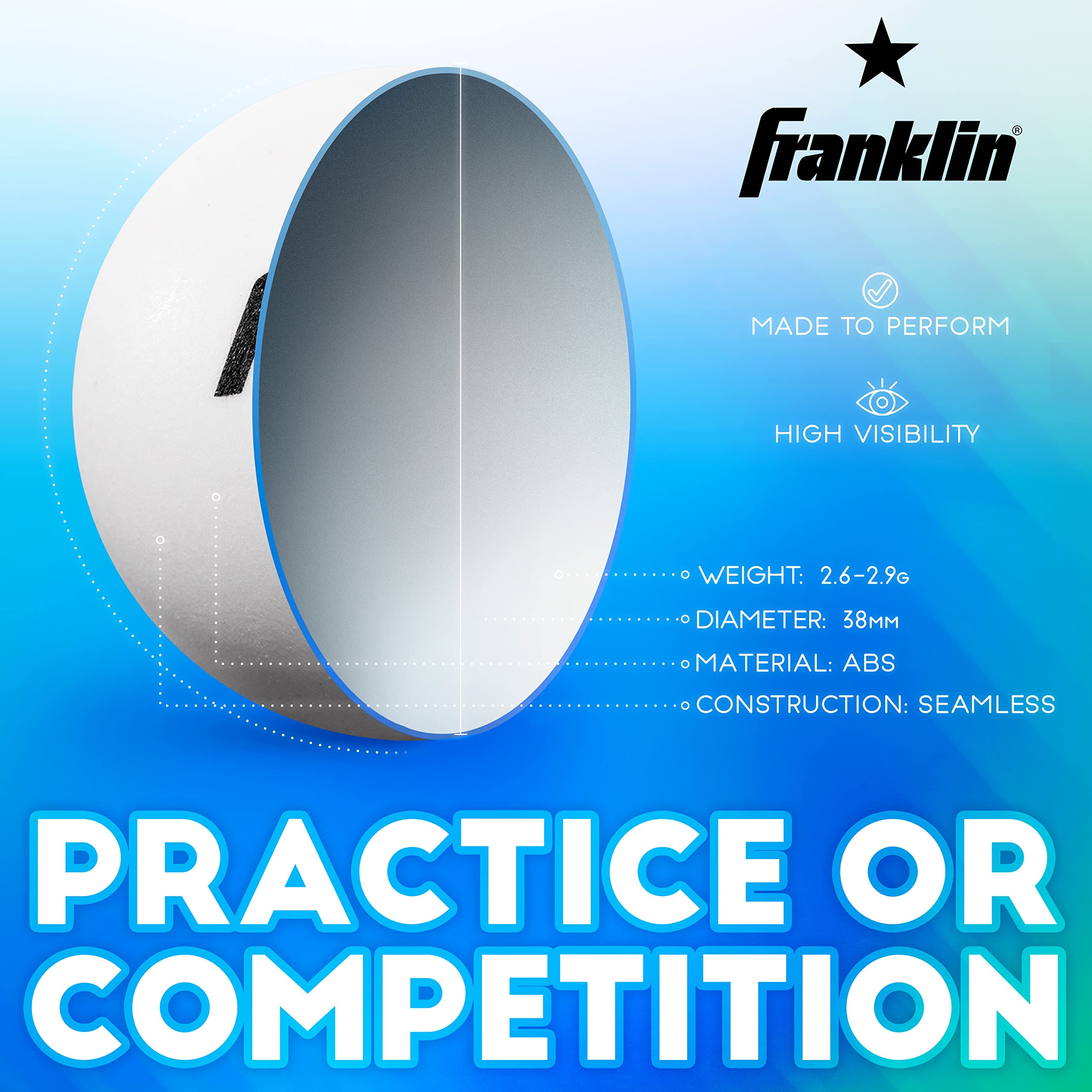 Franklin Sports Table Tennis To Go Portable Ping Pong Net Set - Any Table Top Adjustable, (2) Ping Pong Paddles + (2) Ping Pong