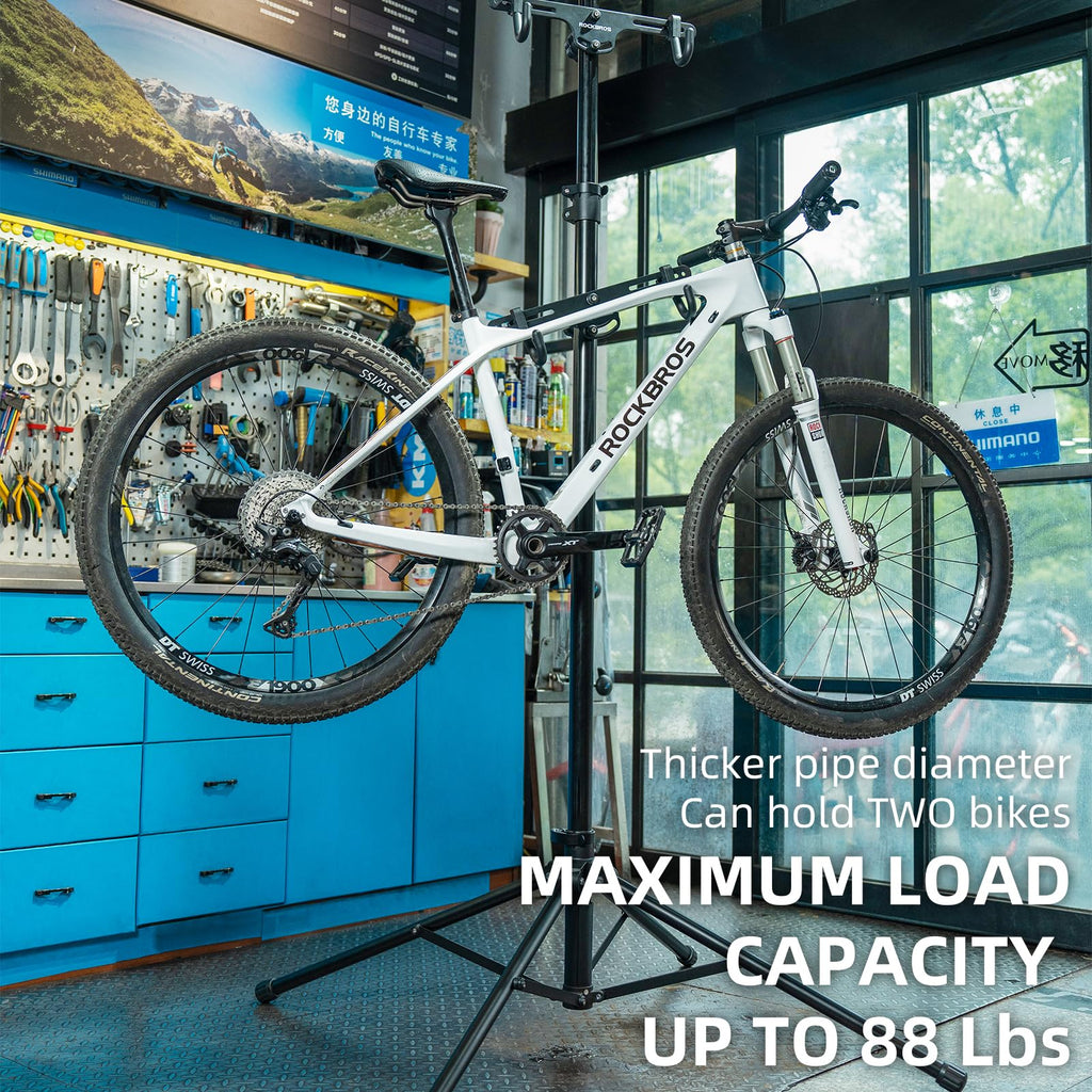 Rockbros 2 Bicycle Vertical Trailer Rack Indoor Bike Rack Gravity Wall Vertical Bike Stand Adjustable 68.11-110.2In For Road, Mt