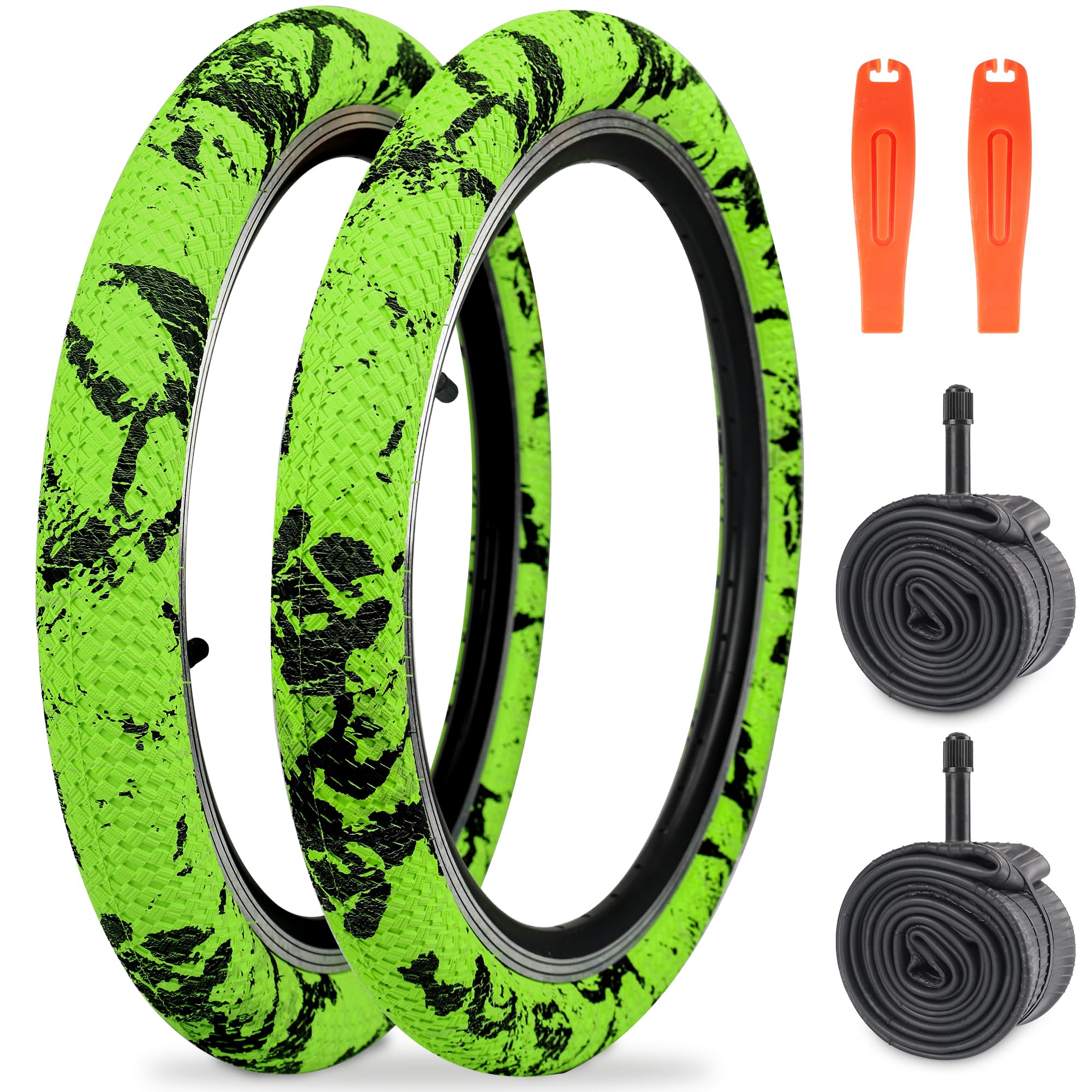 WEEROCK 20 Inch Bike Tire Kid Bike Tires (56-406) 2 Pack 20 x 2.1 Folding Bead Replacement Tyre with 20In Inner Tubes for 20 Bic