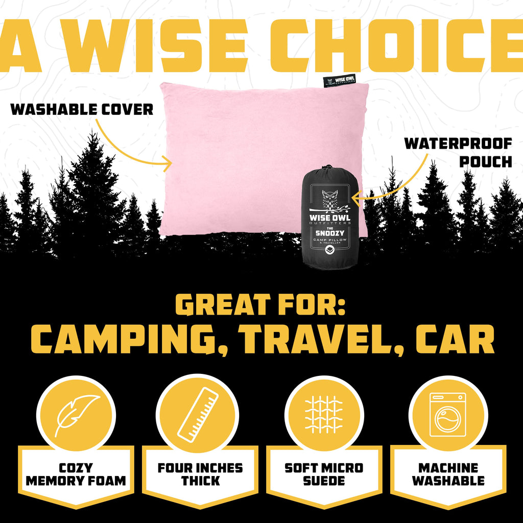 Wise Owl Outfitters Camping Pillow - Memory Foam Travel Pillow for Airplane Sleeping, Hiking, Backpacking & Outdoor Use - Small