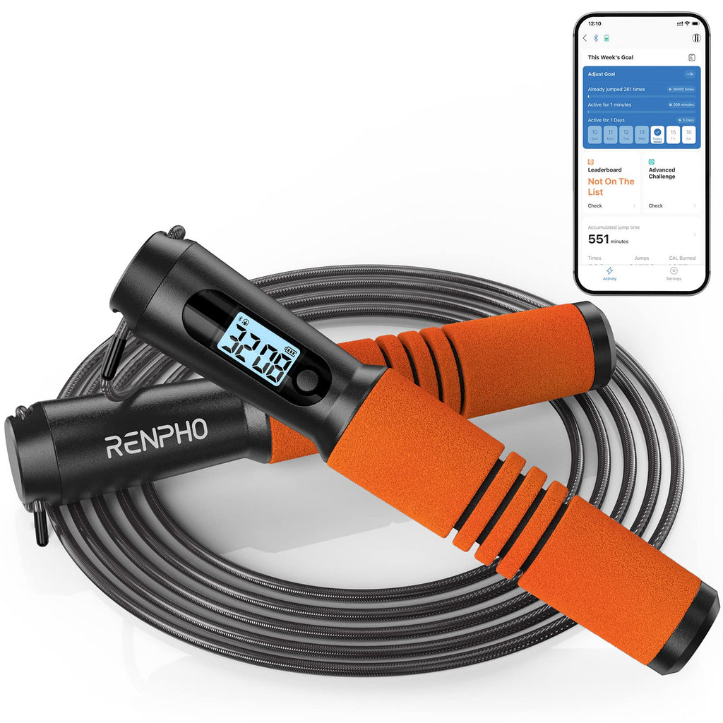 Renpho Jump Rope With Counter, Smart Jumping Rope With App, Fitness Skipping Ropes For Men Workout, Exercise Skip Rope For Women