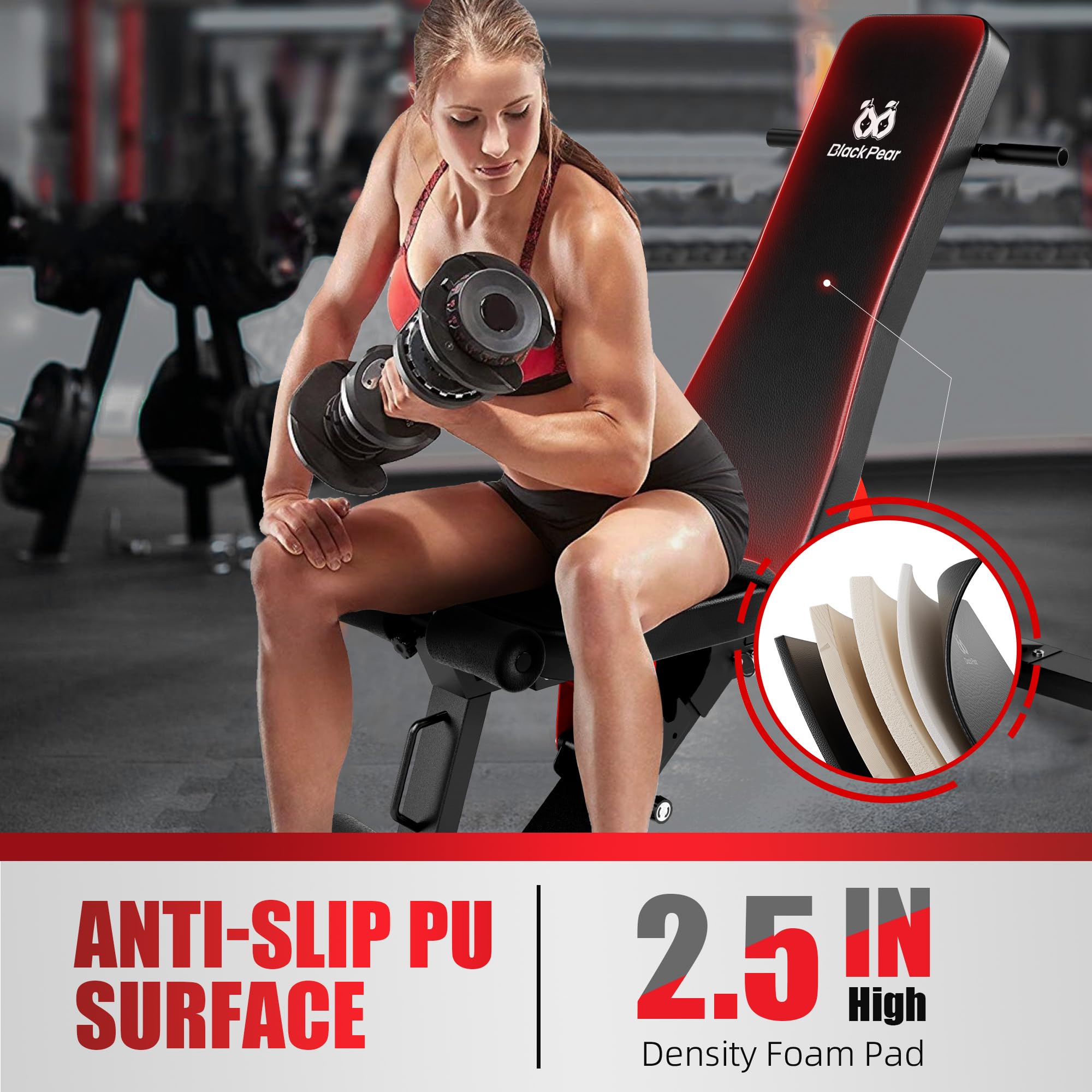Blackpear Adjustable Weight Bench - Workout Bench For Home Gym, 1300Lb Capacity Heavy Duty Exercise Foldable Strength Training B