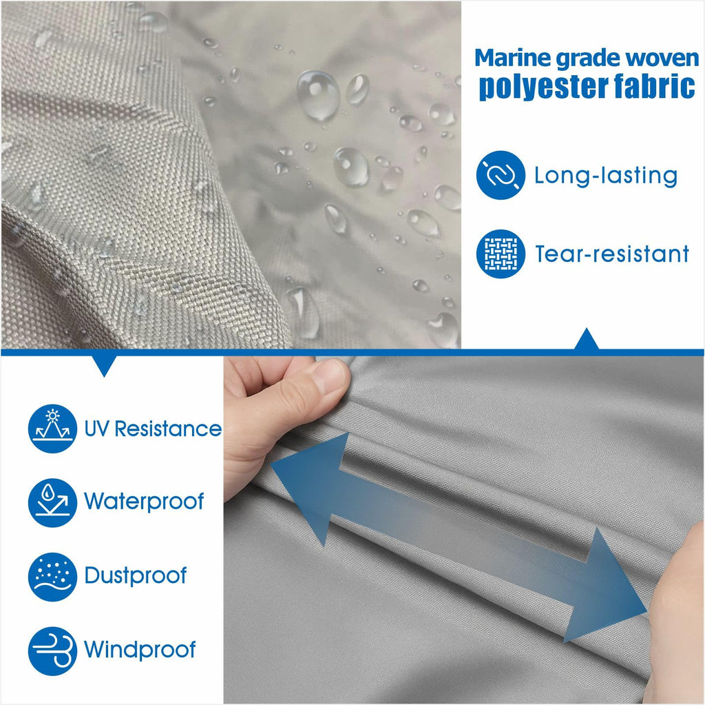 Fcouiid Canvas Outboard Motor Cover, 600D Heavy Duty Waterproof Trailerable Boat Engine Cover, Universal For Mercury, Yamaha, Su