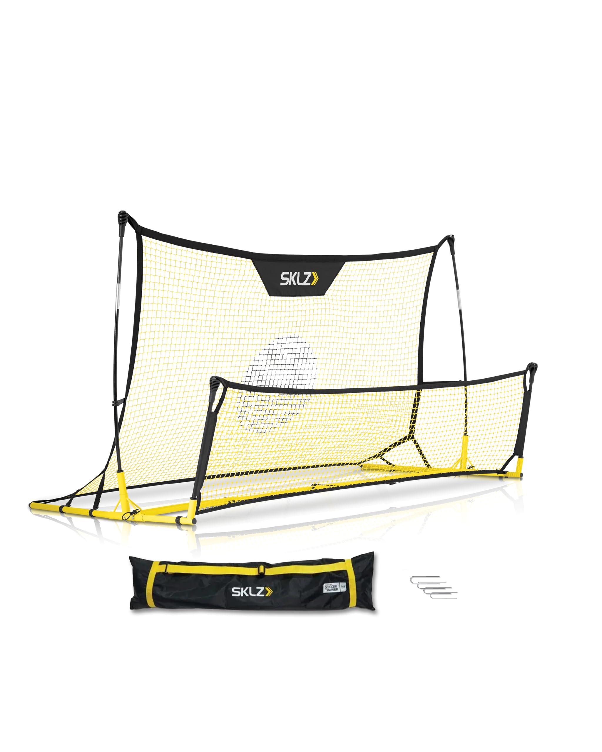 SKLZ Quickster Soccer Trainer - Dual-Sided Rebounder for Solo Passing, Receiving, Trapping Practice - Large & Small Rebound Net 