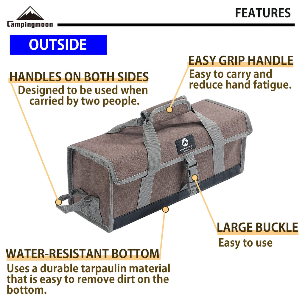 Campingmoon Bottom Waterproof Outdoor Camping Tent Stakes Hammer Multi-Container Storage Box Bag (Canvas, M Size(17.7-Inch Lengt