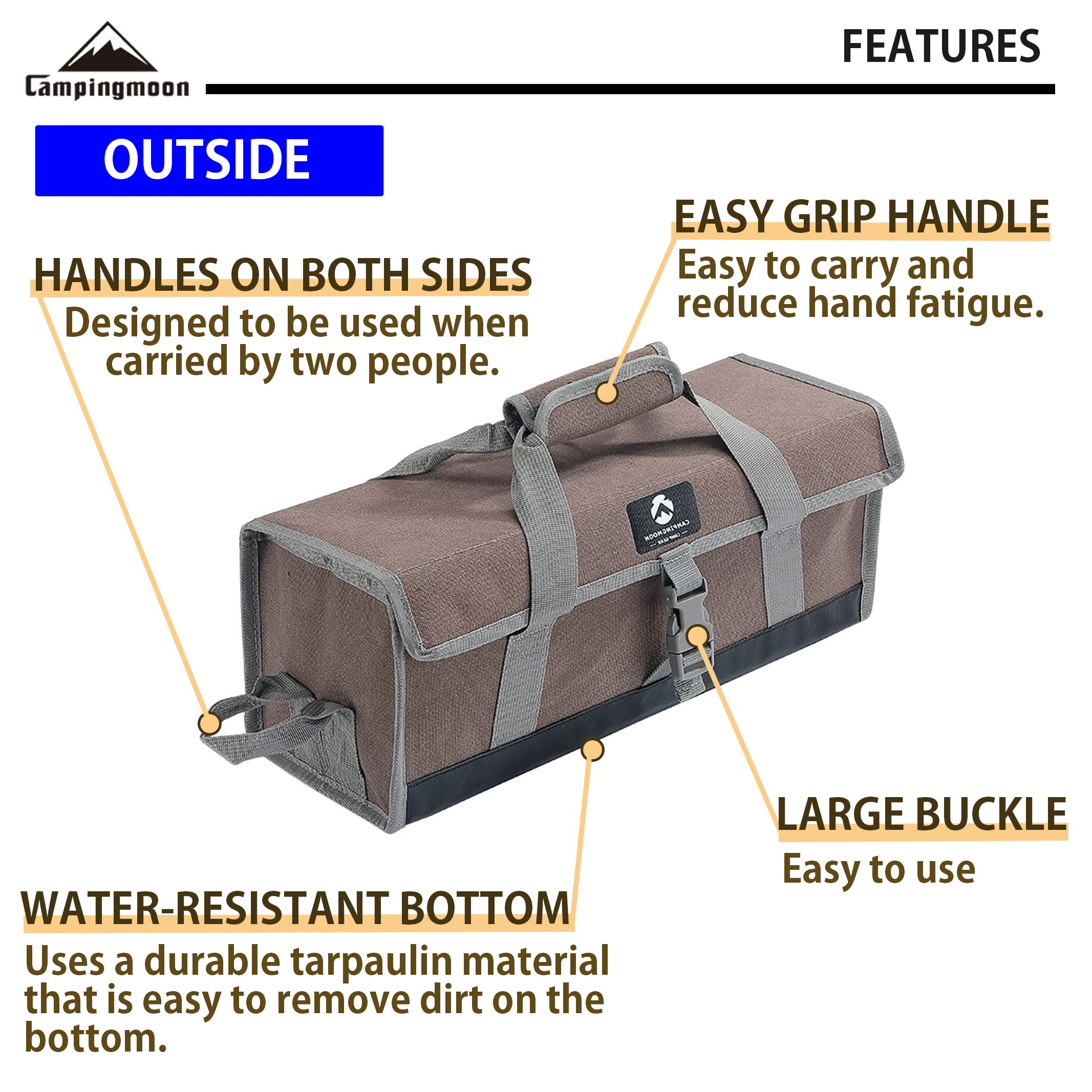 Campingmoon Bottom Waterproof Outdoor Camping Tent Stakes Hammer Multi-Container Storage Box Bag (Canvas, M Size(17.7-Inch Lengt
