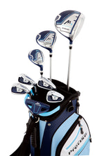 Precise M3 Ladies Womens Complete Golf Clubs Set Includes Driver, Fairway, Hybrid, 7-Pw Irons, Putter, Stand Bag, 3 H/Cs Blue -