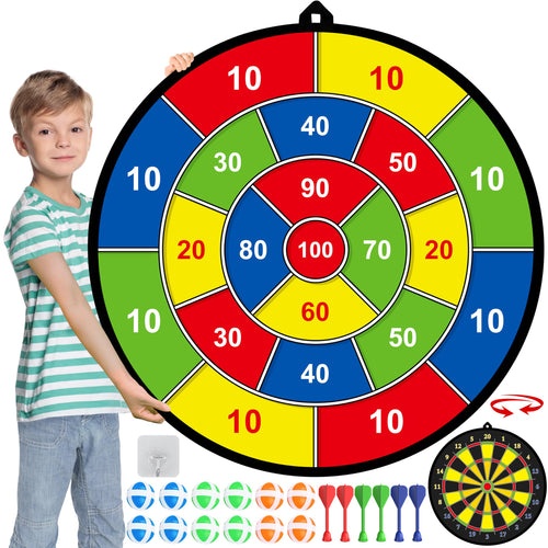 29'' Large Dart Board For Kids, Kids Double-Sided Dart Board With Sticky Balls And Darts, Indoor/Outdoor Sport Fun Party Play Ga