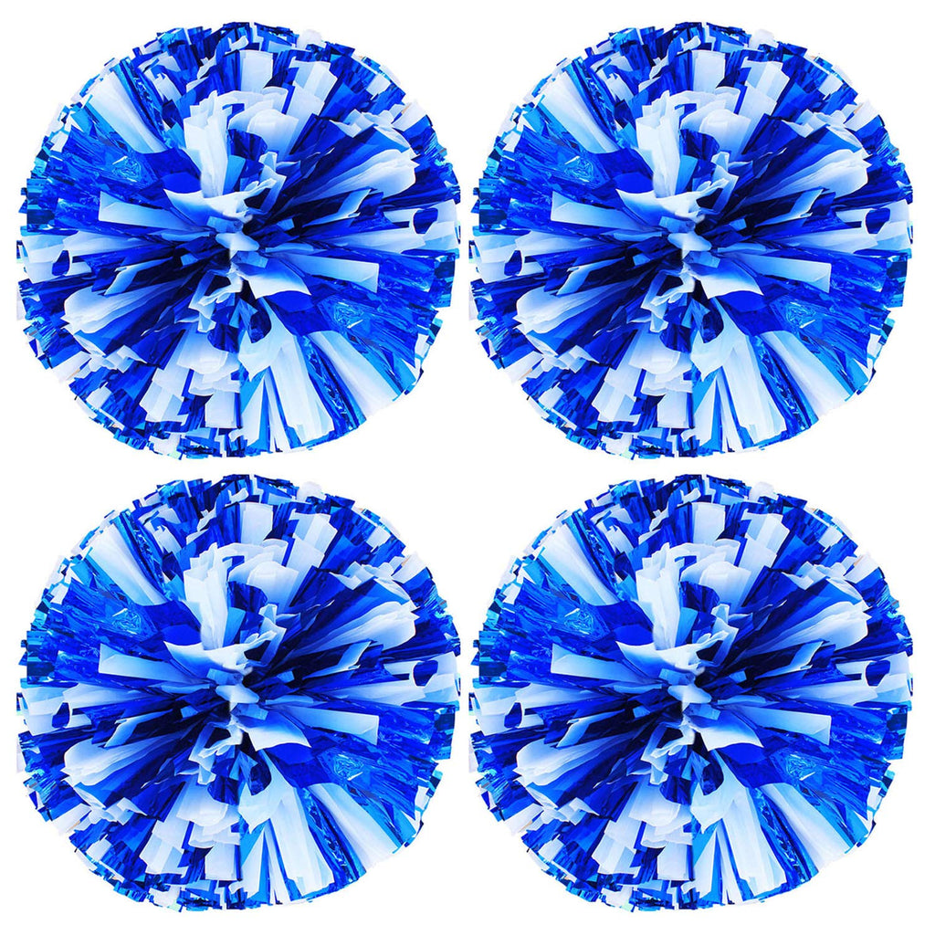 Hlonon 4 Pack Cheerleader Pom Poms Sports Dance Cheer Plastic Pom Poms Cheerleading For Sports Team Spirit Cheering (Blue White)