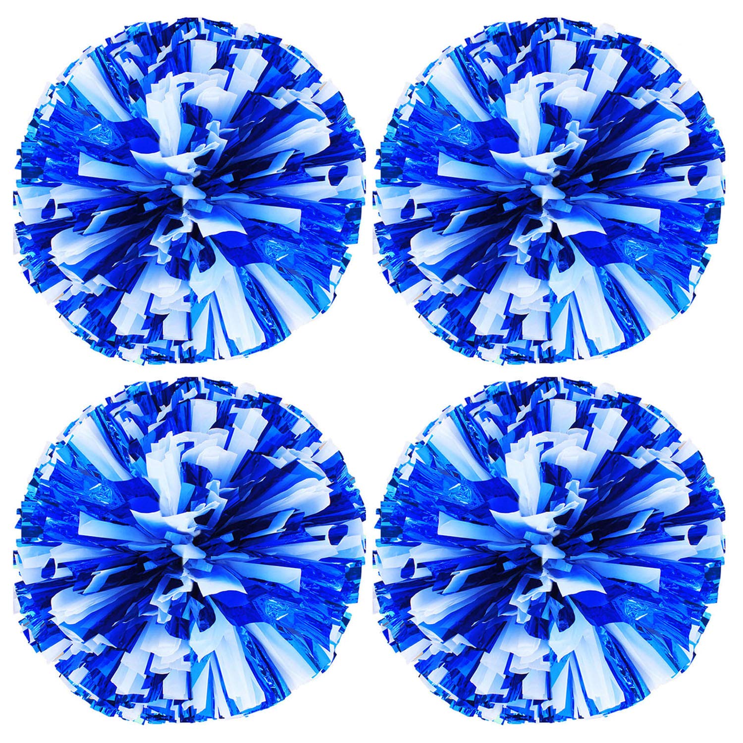Hlonon 4 Pack Cheerleader Pom Poms Sports Dance Cheer Plastic Pom Poms Cheerleading For Sports Team Spirit Cheering (Blue White)