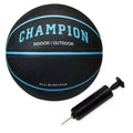 Champion Basketball (29.5, Black/Bonnie Blue) - Durable Rubber Cover with Deep Channels for Better Control, Anti-Burst Butyl Bla